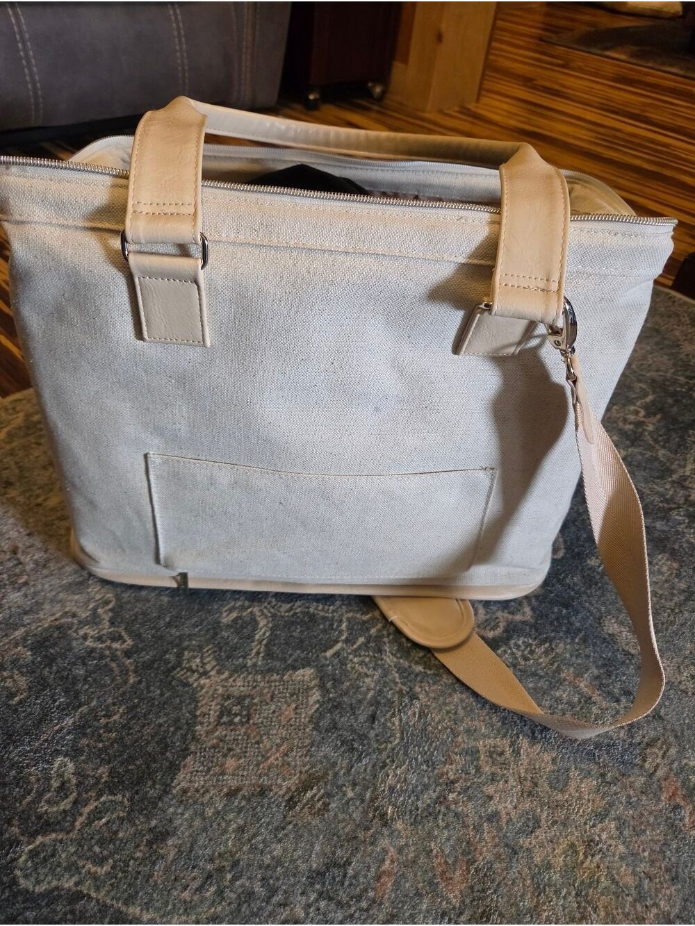 BÉIS The Convertible Weekender Tote (Main Bag Only/Laptop Sleeve) Beige Canvas